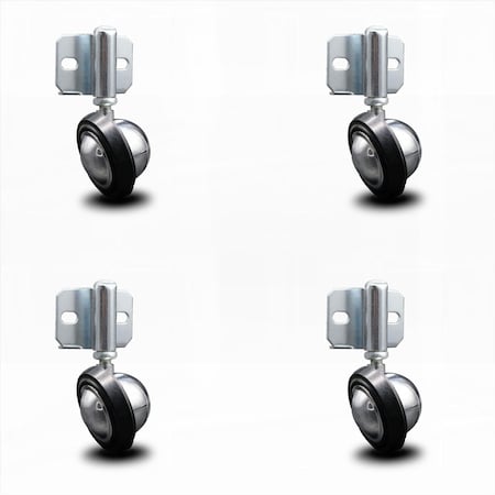 Service Caster 2.25 Inch Bright Chrome Soft Tread Ball Caster - Side Mount Bracket, 4PK SCC-GR01S214-DCR-BC-71678-4-CB180-4